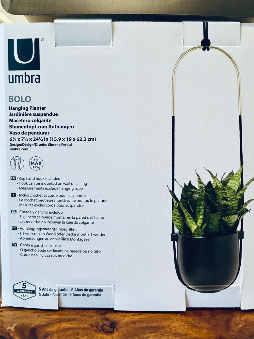 Umbra Planter - Bolo Single Hanging Planter — Black | NEW IN BOX - NWT - Picture 5 of 9